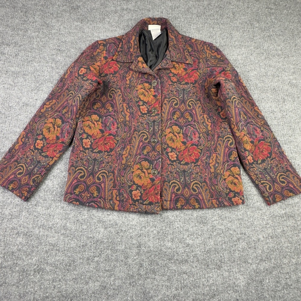 White Stag Blazer Womens‎ S Paisley Floral Tapestry Cottagecore Boho Rustic